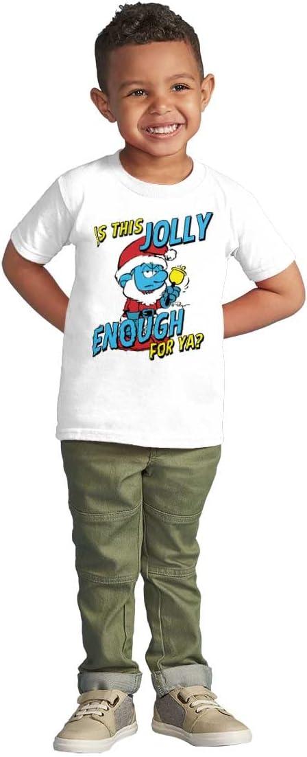 imageBrisco Brands Grumpy Smurf Jolly Enough Xmas Santa Toddler Boy Girl T ShirtWhite