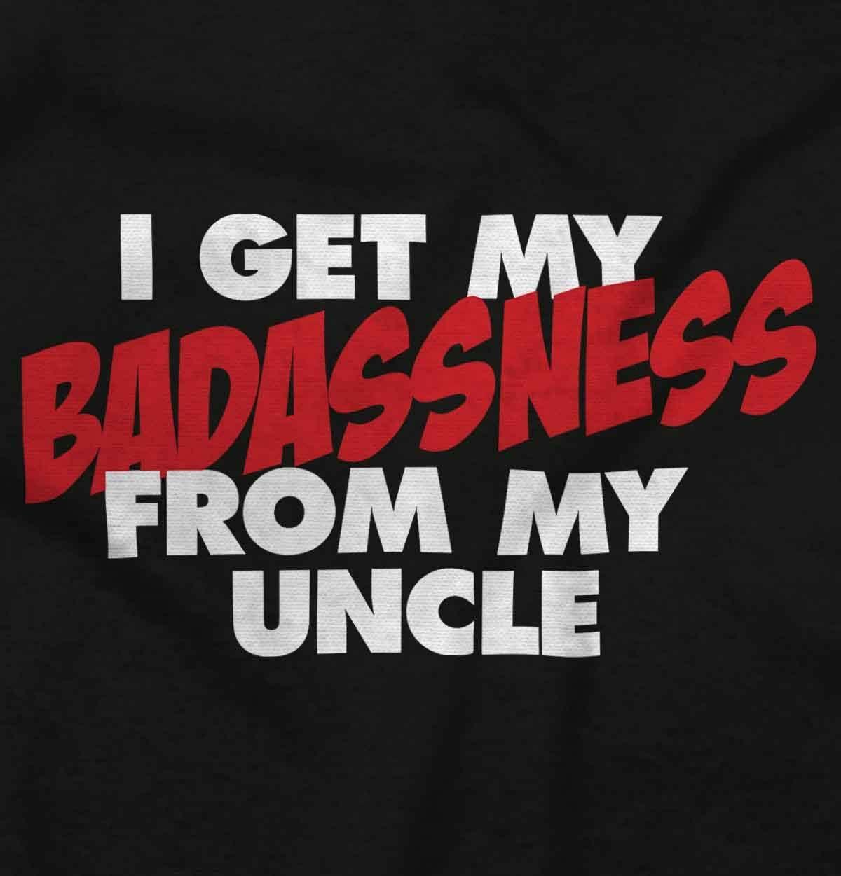 imageBrisco Brands I Get My Badassness From My Uncle Baby Romper Boys or GirlsBlack