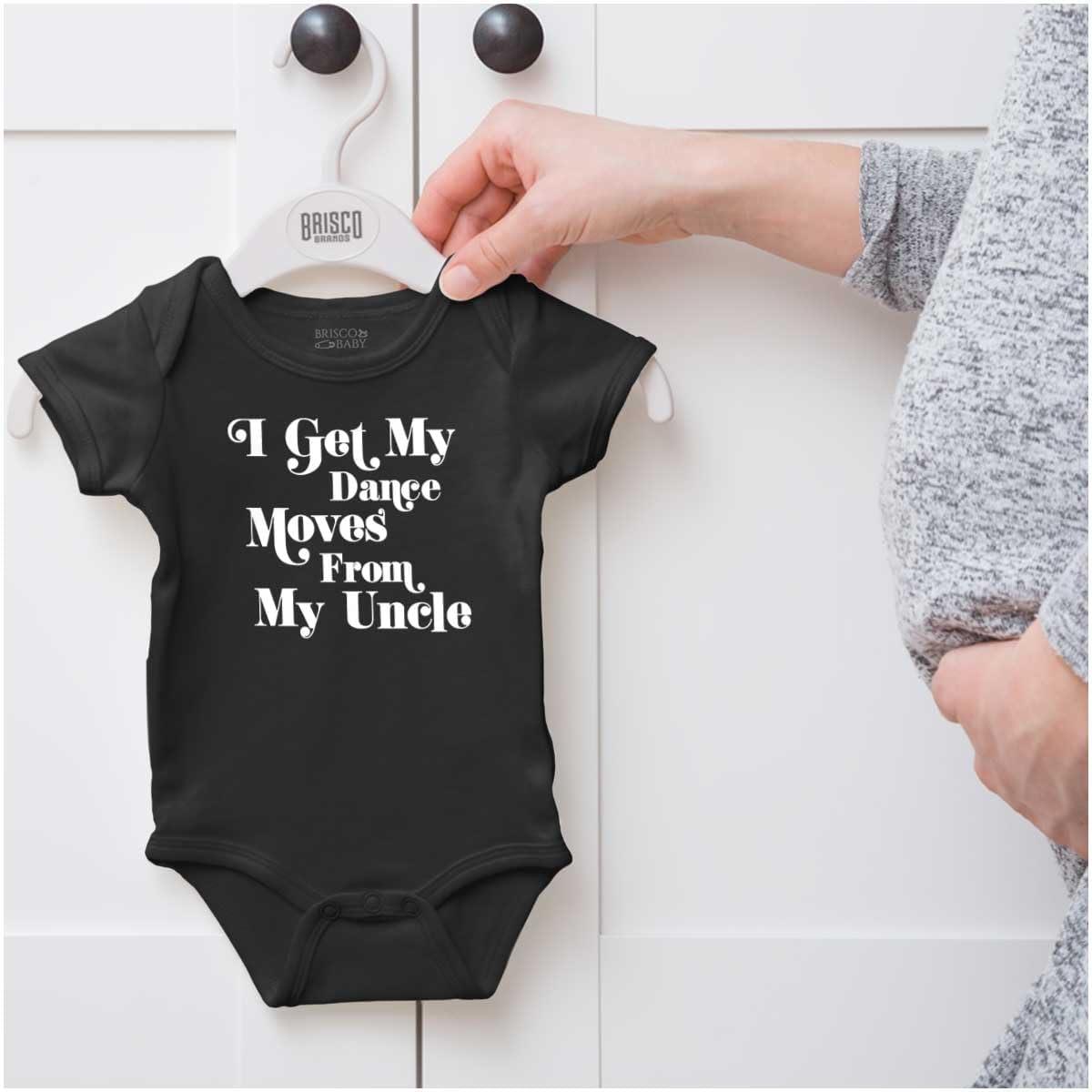 imageBrisco Brands I Get My Dance Moves From My Uncle Baby Romper Boys or GirlsBlack