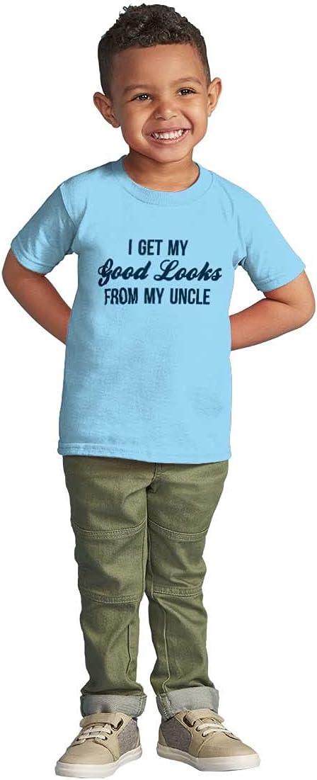 imageBrisco Brands I Get My Good Looks from My Uncle Toddler Boy Girl T ShirtLight Blue