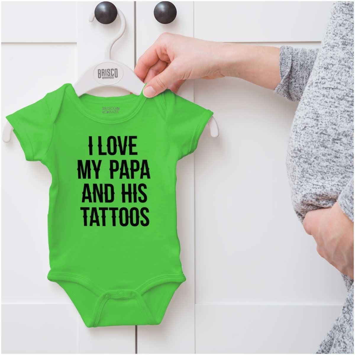 imageBrisco Brands I Love My Papa And His Tattoos Baby Romper Boys or GirlsApple