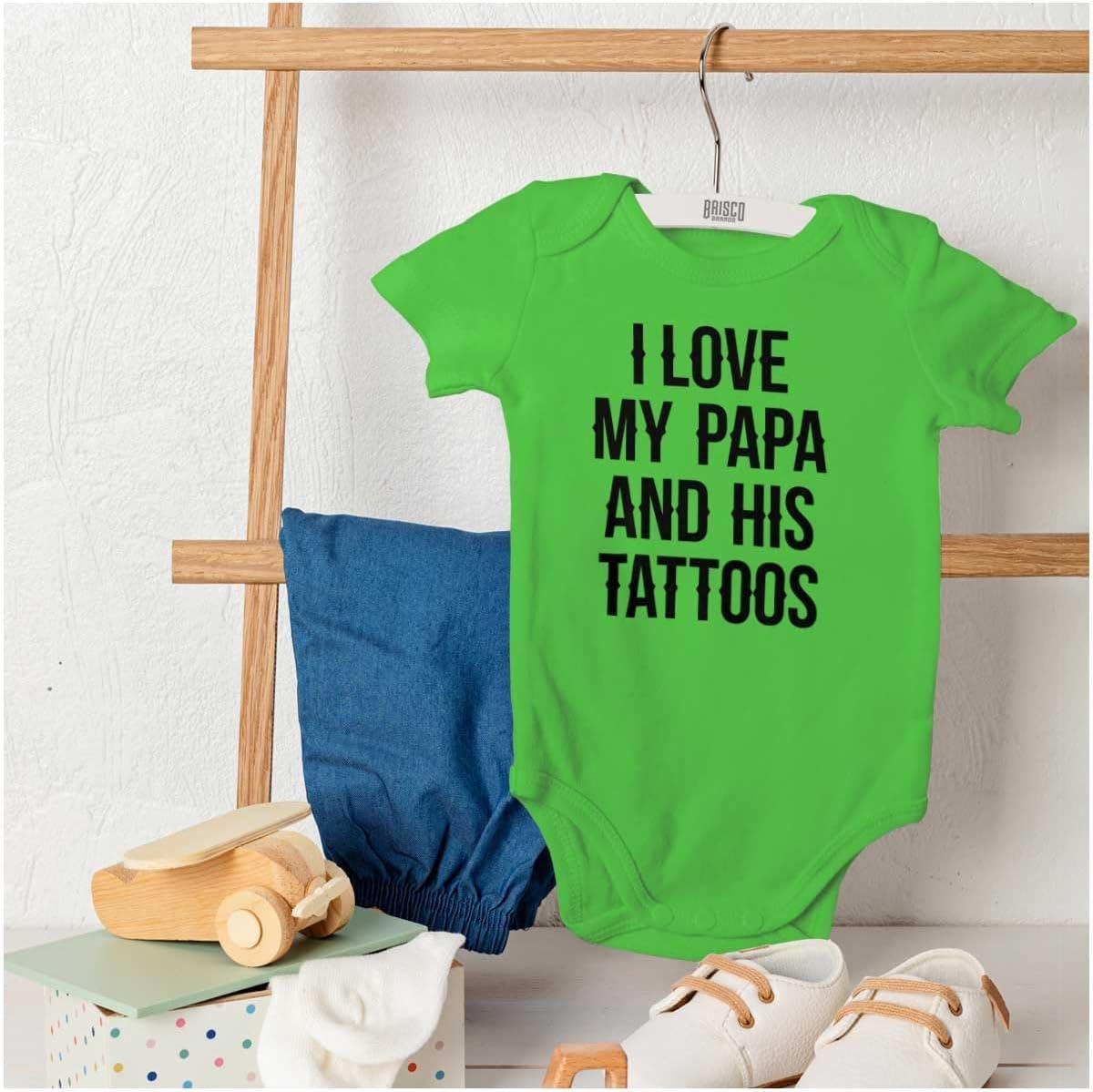 imageBrisco Brands I Love My Papa And His Tattoos Baby Romper Boys or GirlsApple