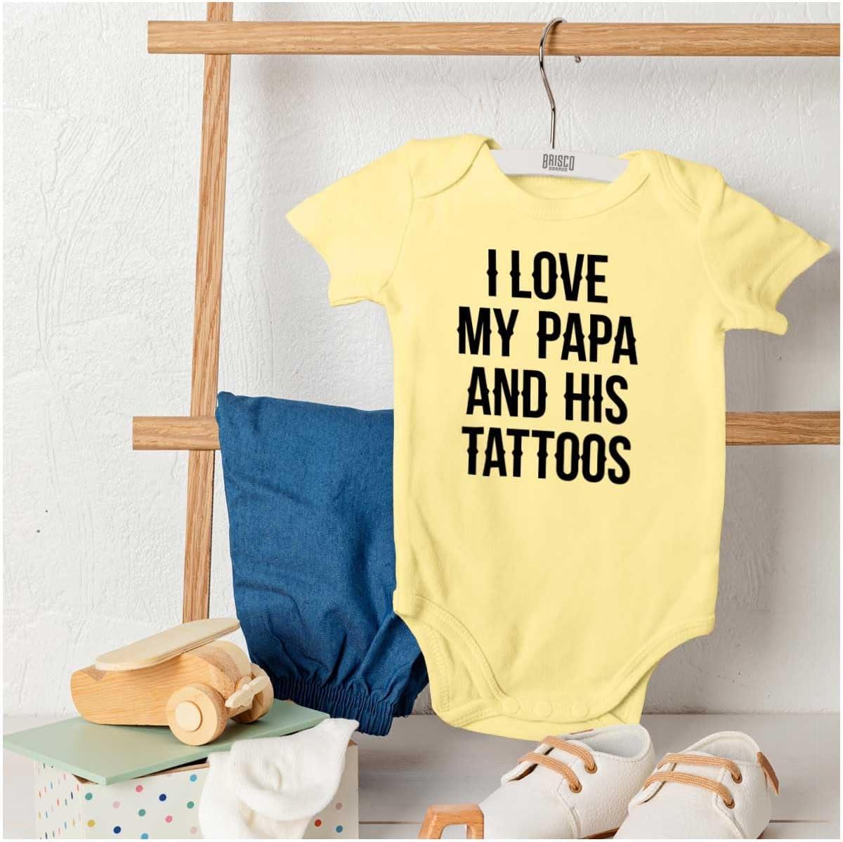 imageBrisco Brands I Love My Papa And His Tattoos Baby Romper Boys or GirlsBanana