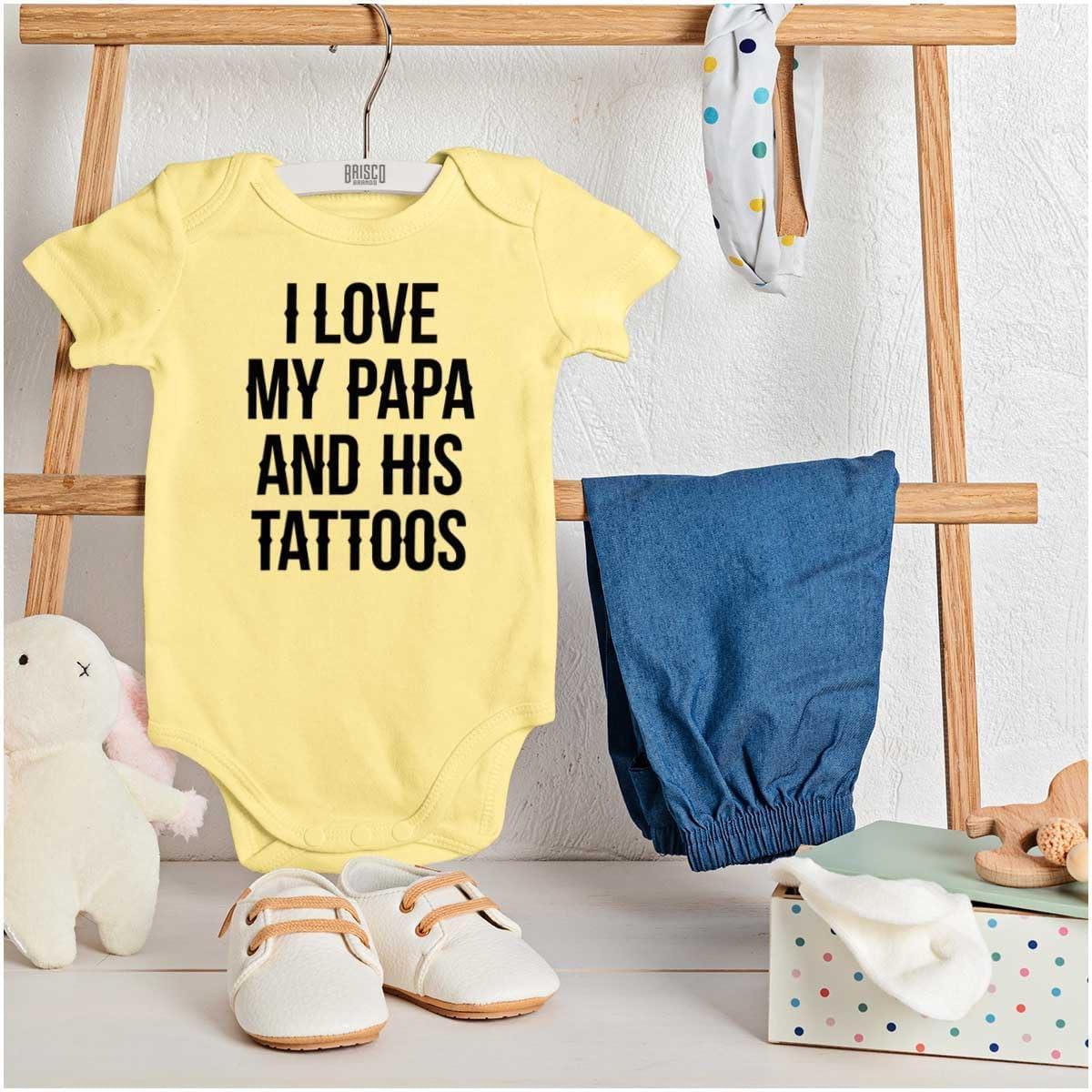imageBrisco Brands I Love My Papa And His Tattoos Baby Romper Boys or GirlsBanana
