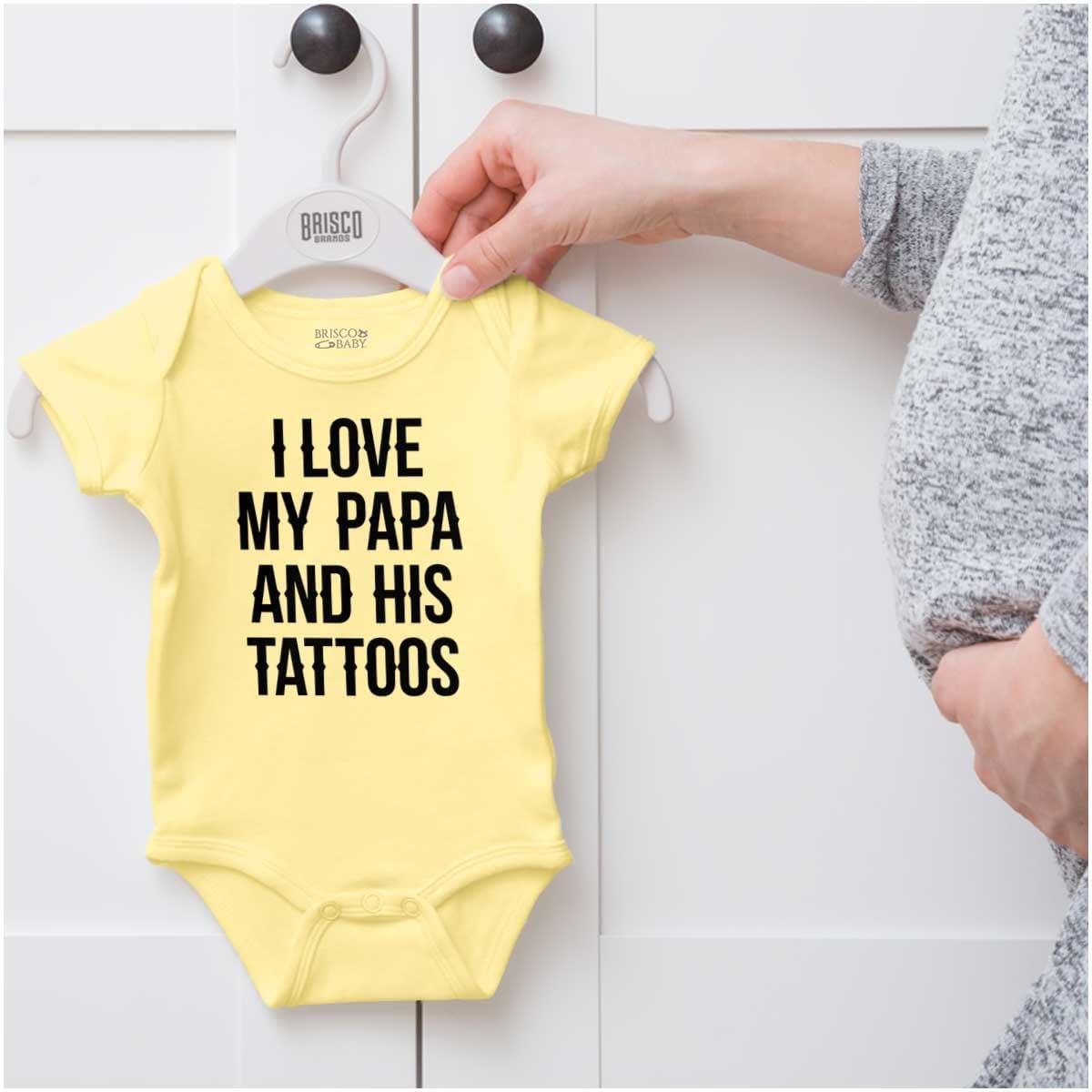 imageBrisco Brands I Love My Papa And His Tattoos Baby Romper Boys or GirlsBanana