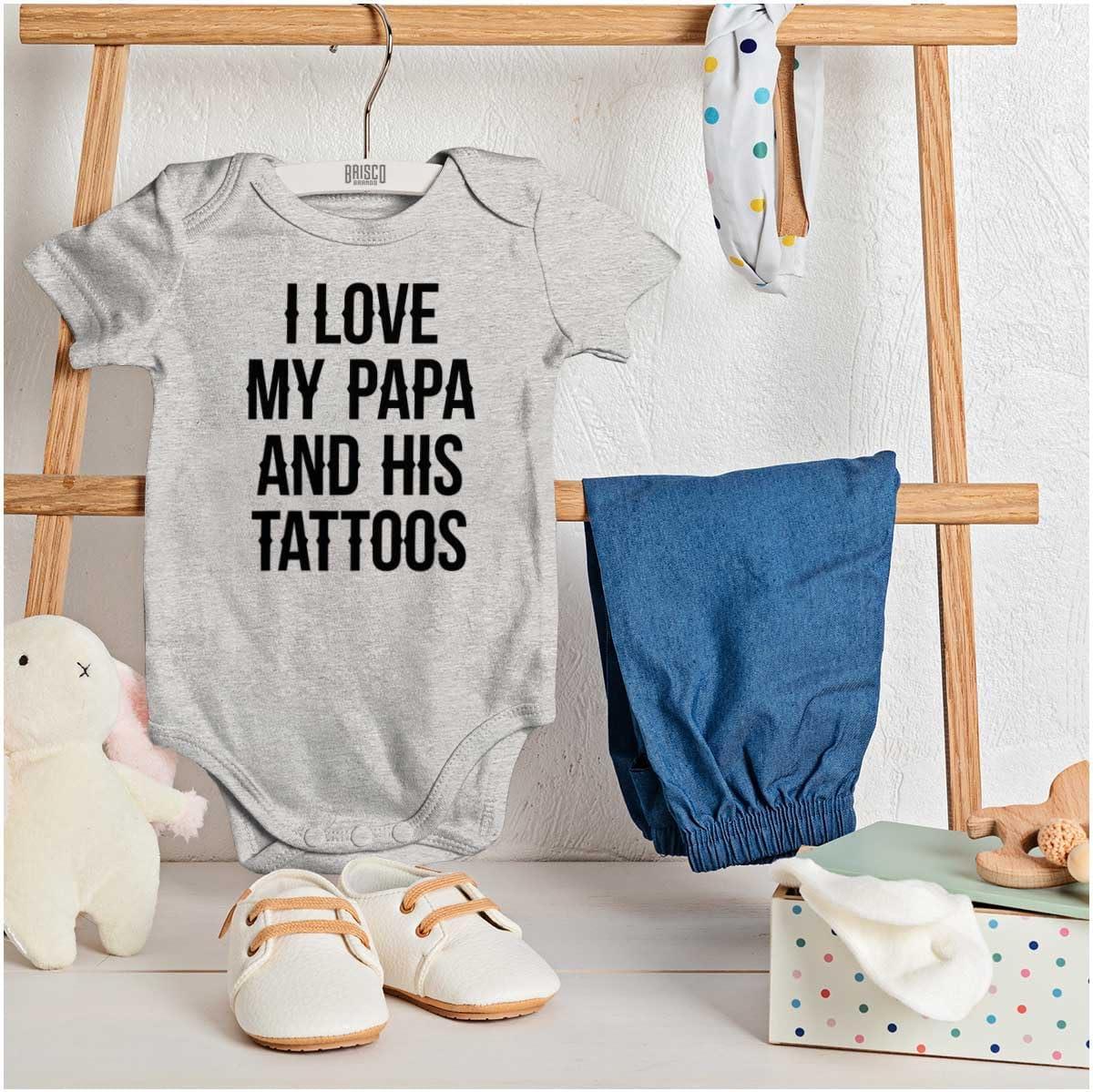imageBrisco Brands I Love My Papa And His Tattoos Baby Romper Boys or GirlsHeather