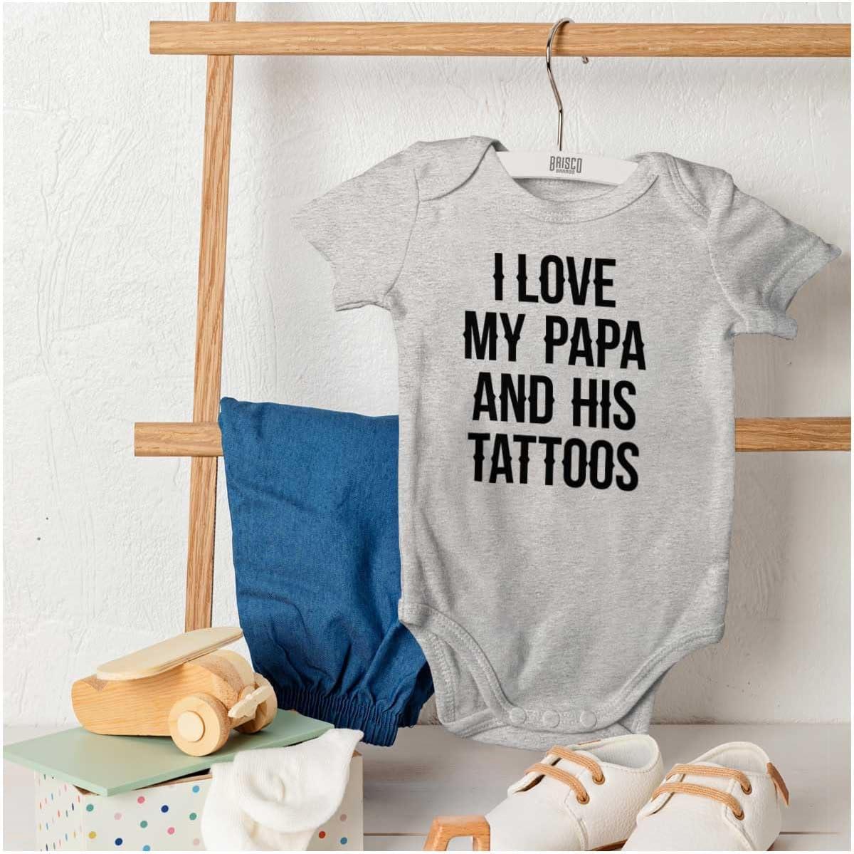 imageBrisco Brands I Love My Papa And His Tattoos Baby Romper Boys or GirlsHeather