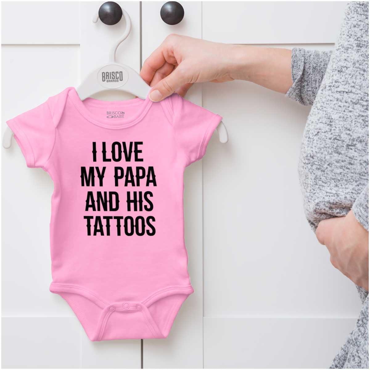 imageBrisco Brands I Love My Papa And His Tattoos Baby Romper Boys or GirlsPink
