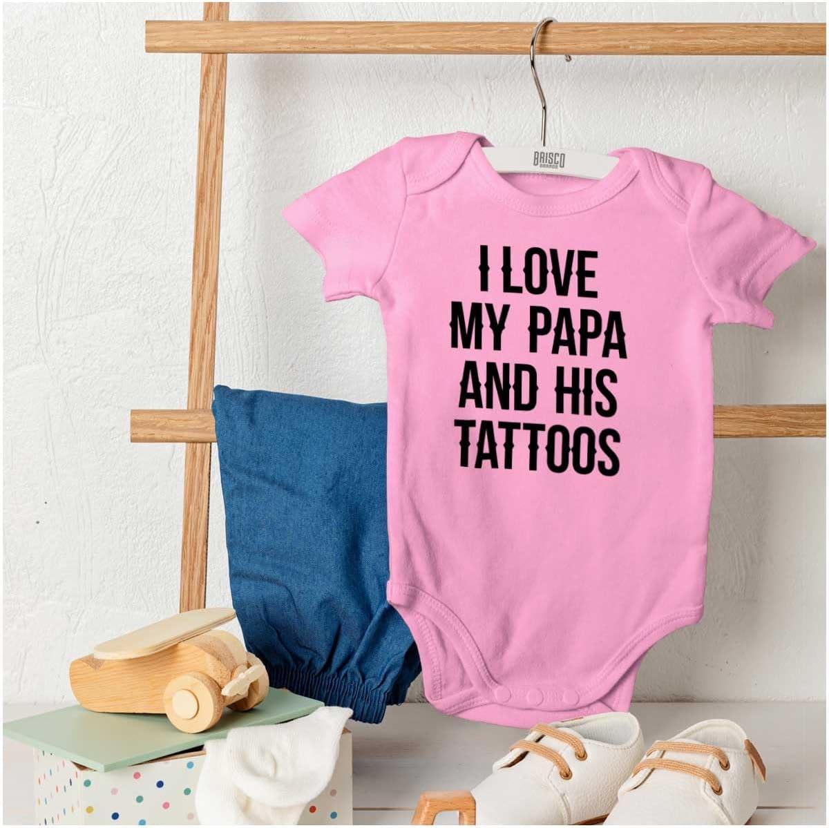 imageBrisco Brands I Love My Papa And His Tattoos Baby Romper Boys or GirlsPink