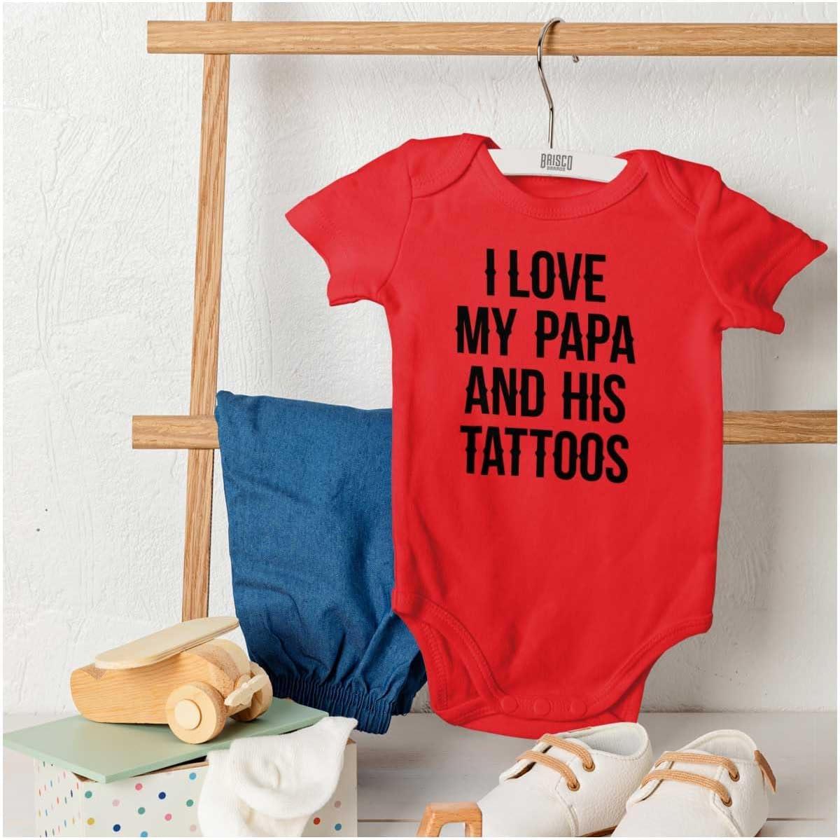 imageBrisco Brands I Love My Papa And His Tattoos Baby Romper Boys or GirlsRed