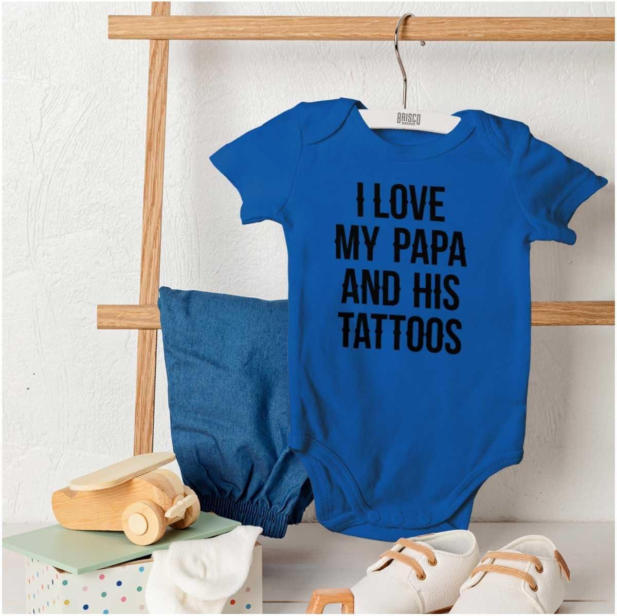 imageBrisco Brands I Love My Papa And His Tattoos Baby Romper Boys or GirlsRoyal