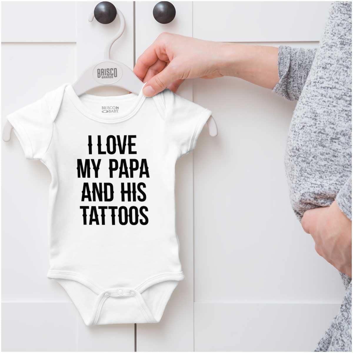 imageBrisco Brands I Love My Papa And His Tattoos Baby Romper Boys or GirlsWhite