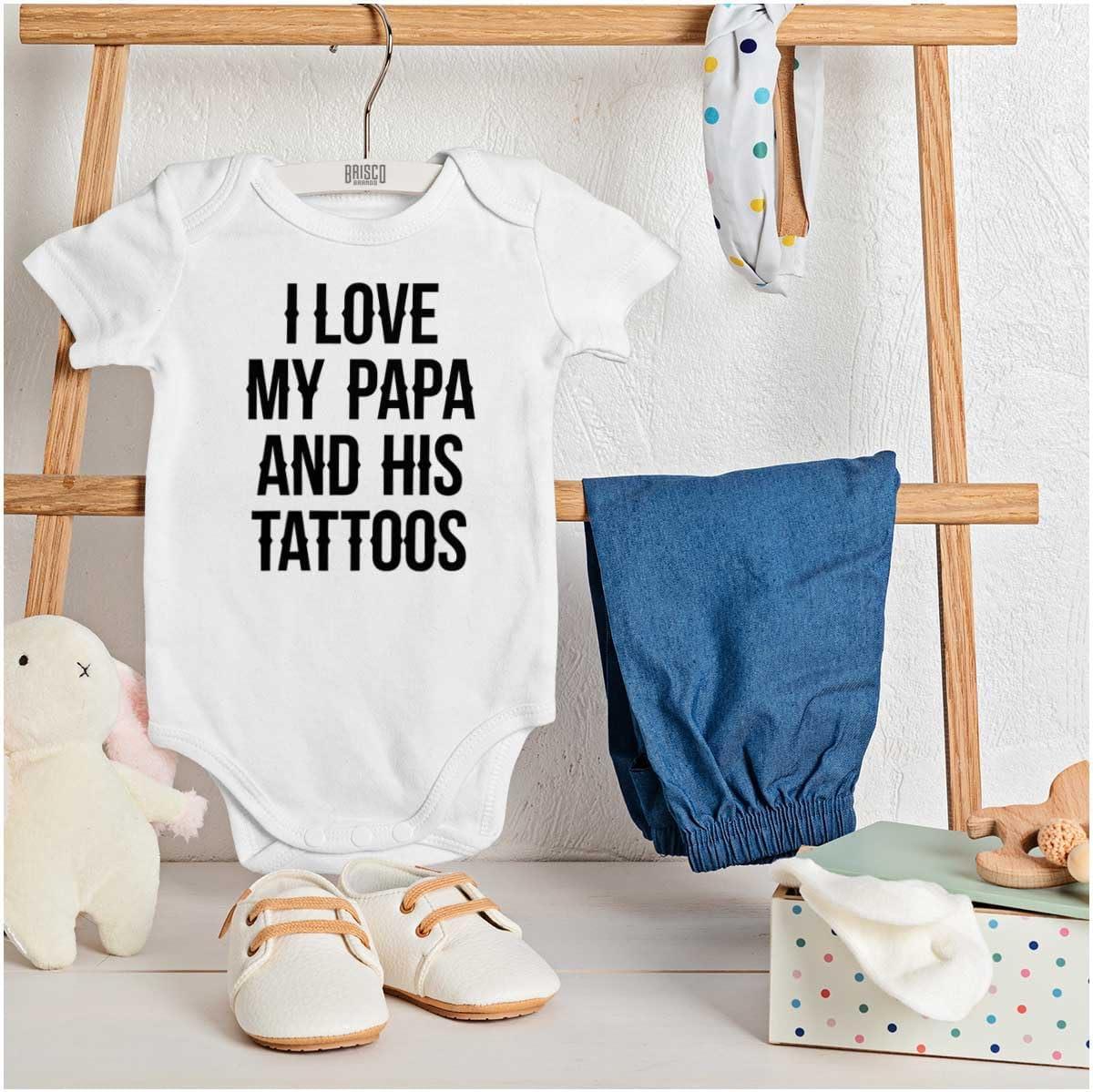 imageBrisco Brands I Love My Papa And His Tattoos Baby Romper Boys or GirlsWhite