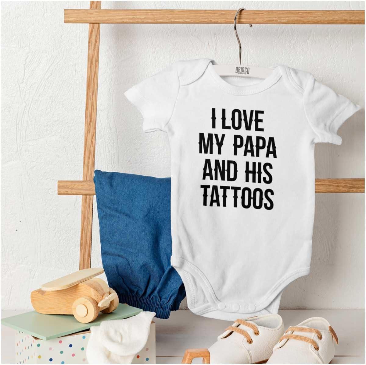 imageBrisco Brands I Love My Papa And His Tattoos Baby Romper Boys or GirlsWhite