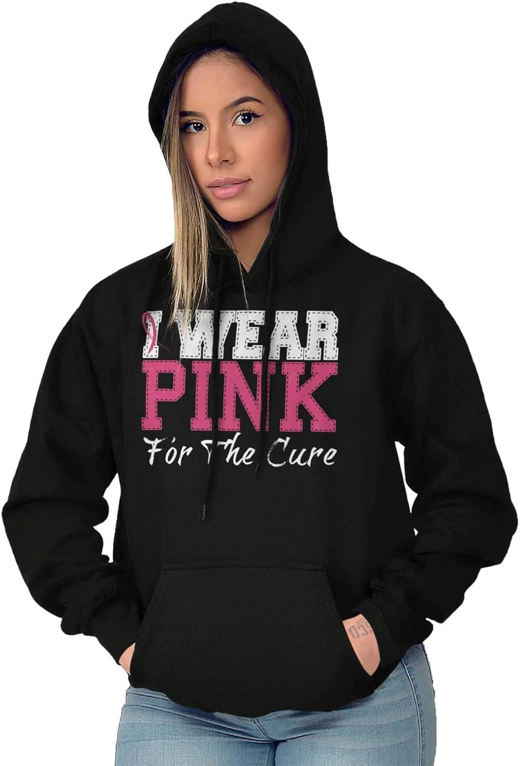 imageBrisco Brands I Wear Pink For The Cure Warrior Hoodie Sweatshirt WomenBlack
