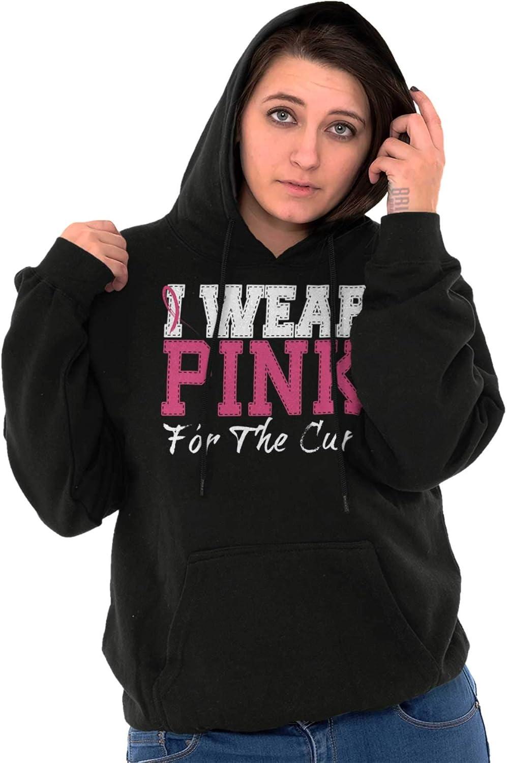 imageBrisco Brands I Wear Pink For The Cure Warrior Hoodie Sweatshirt WomenBlack