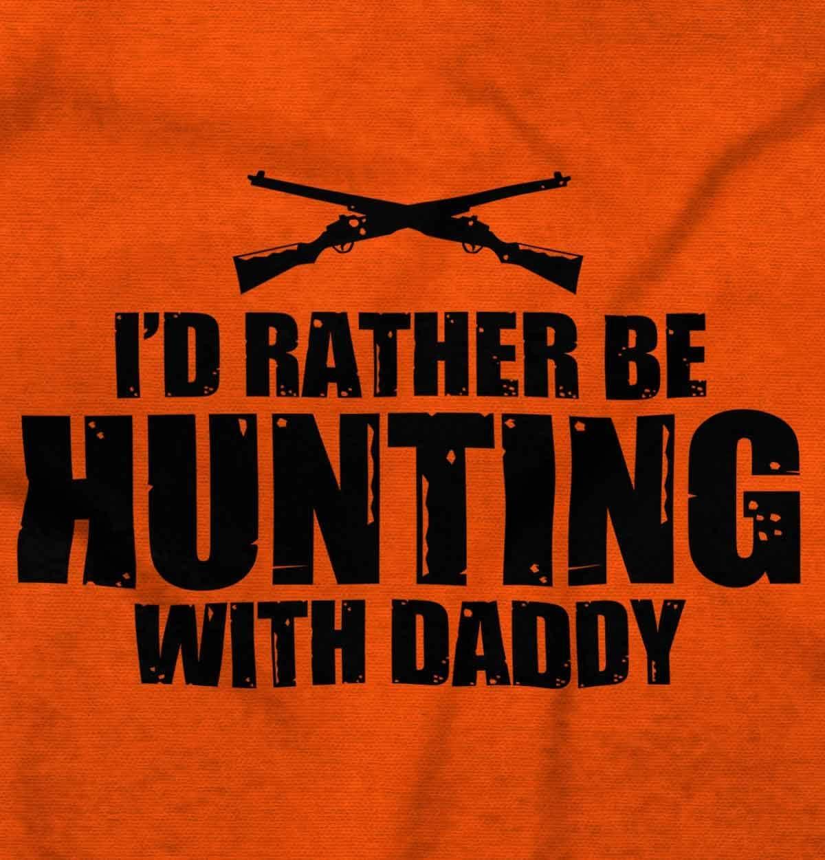 imageBrisco Brands Id Rather Be Hunting With Daddy Baby Romper Boys or GirlsOrange