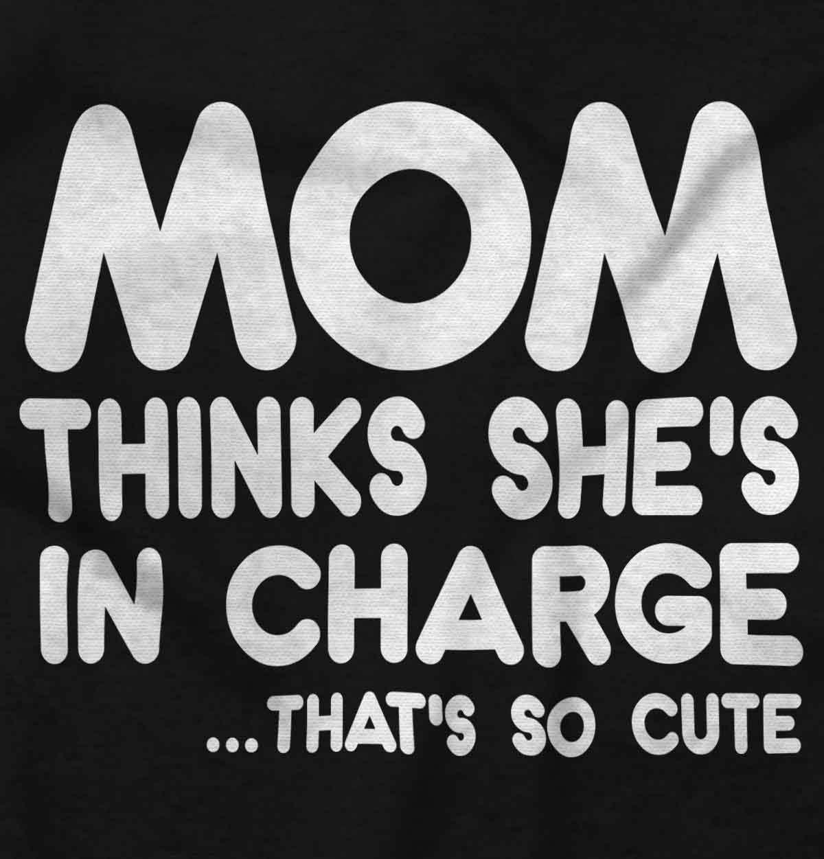 imageBrisco Brands Mom Thinks Shes in Charge Funny Baby Romper Boys or GirlsBlack