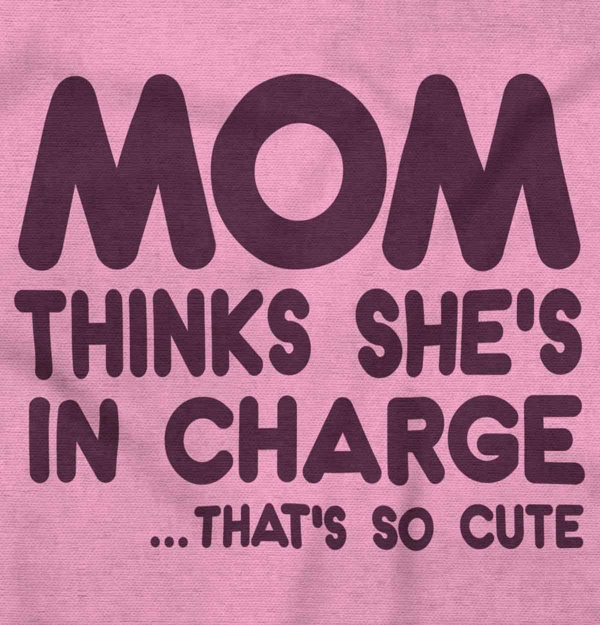 imageBrisco Brands Mom Thinks Shes in Charge Funny Baby Romper Boys or GirlsPink