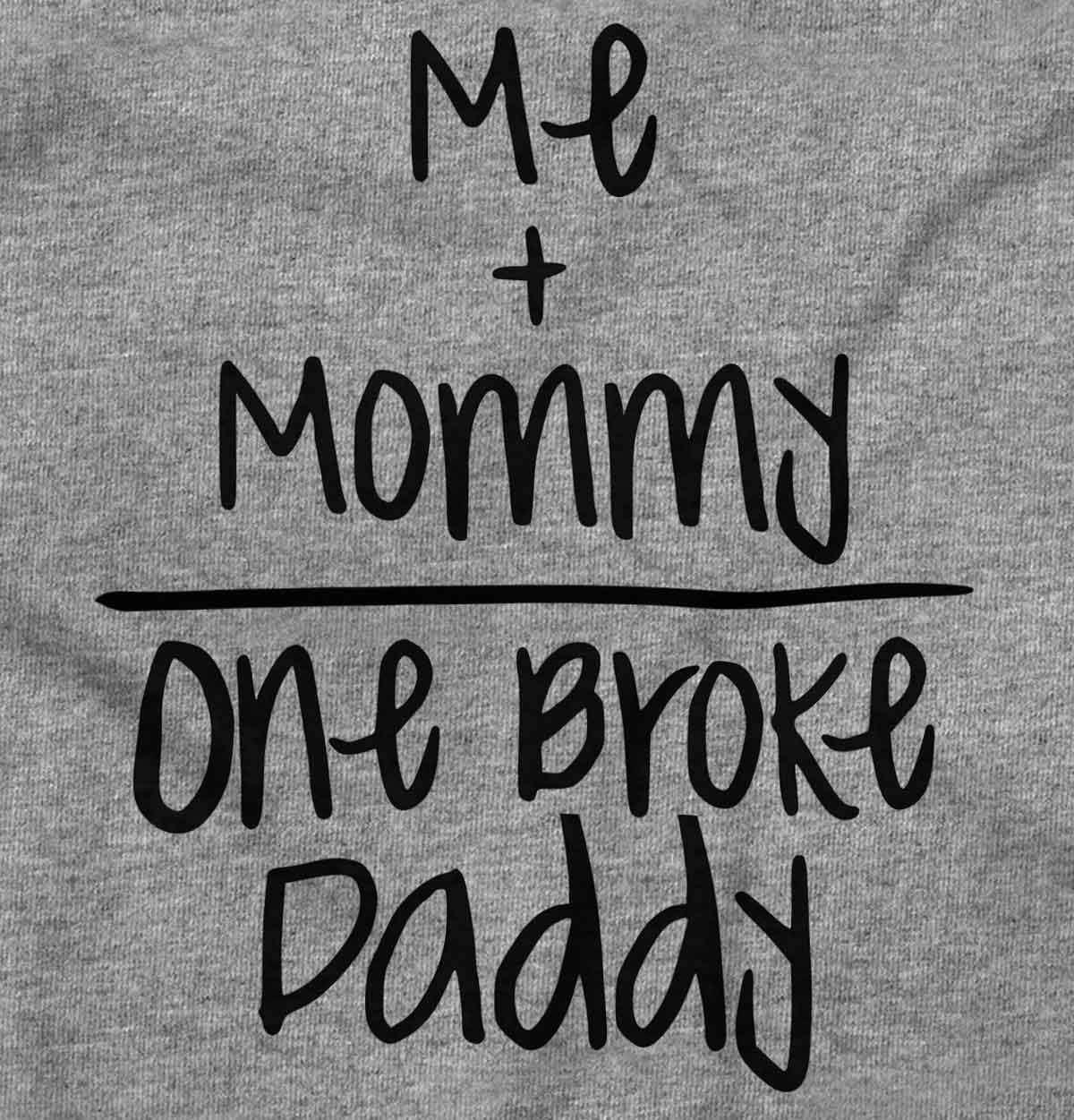 imageBrisco Brands Mommy Plus Me Equals One Broke Daddy Baby Romper Boys or GirlsHeather