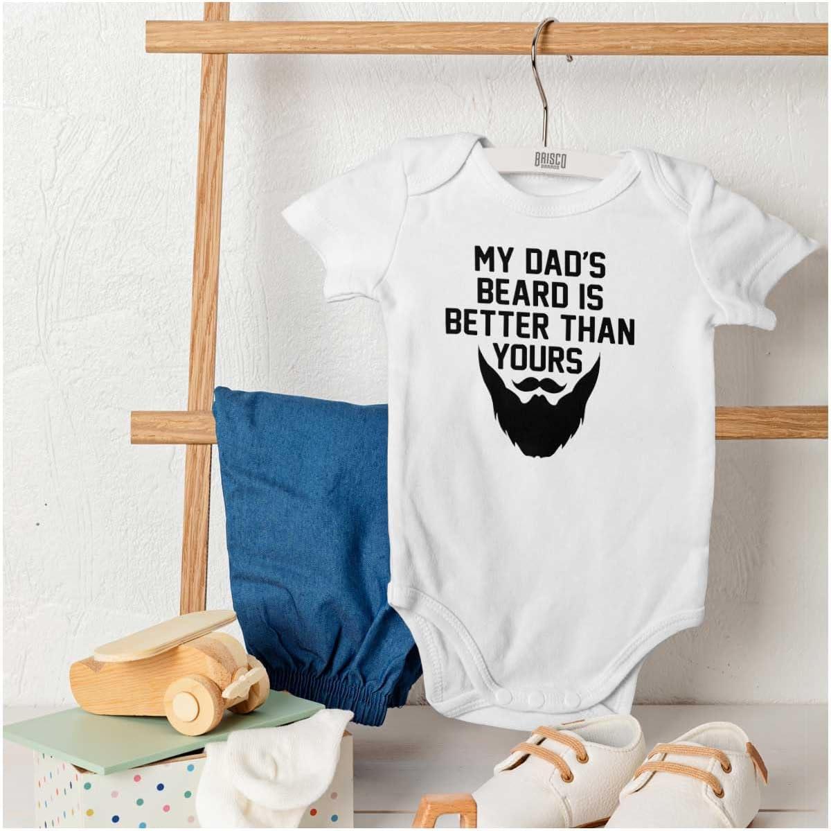 imageBrisco Brands My Dads Beard is Better Than Yours Baby Romper Boys or GirlsWhite
