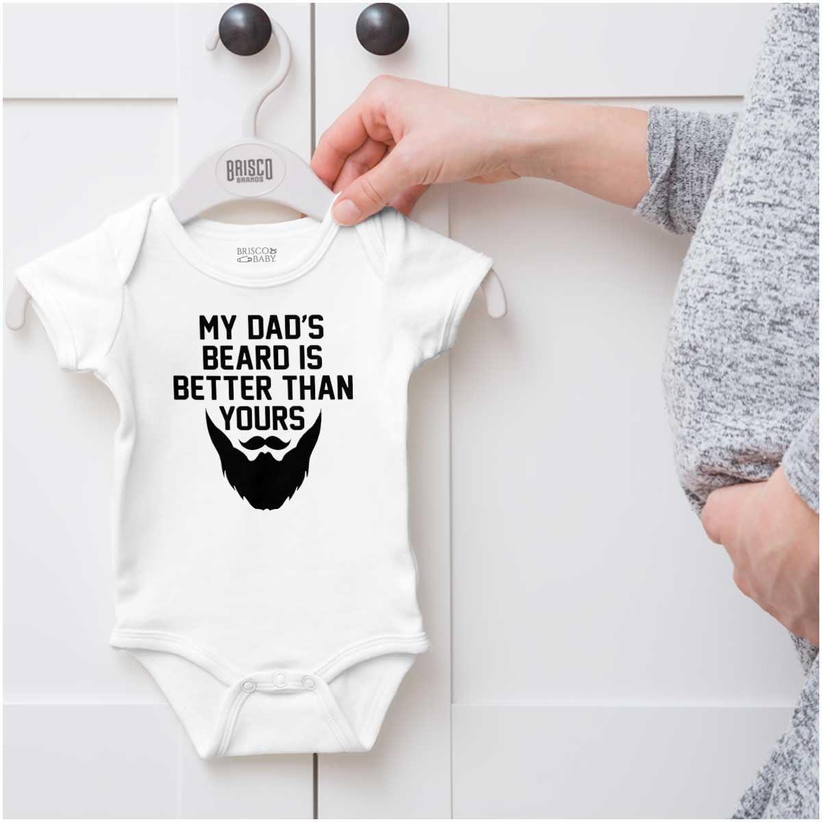 imageBrisco Brands My Dads Beard is Better Than Yours Baby Romper Boys or GirlsWhite