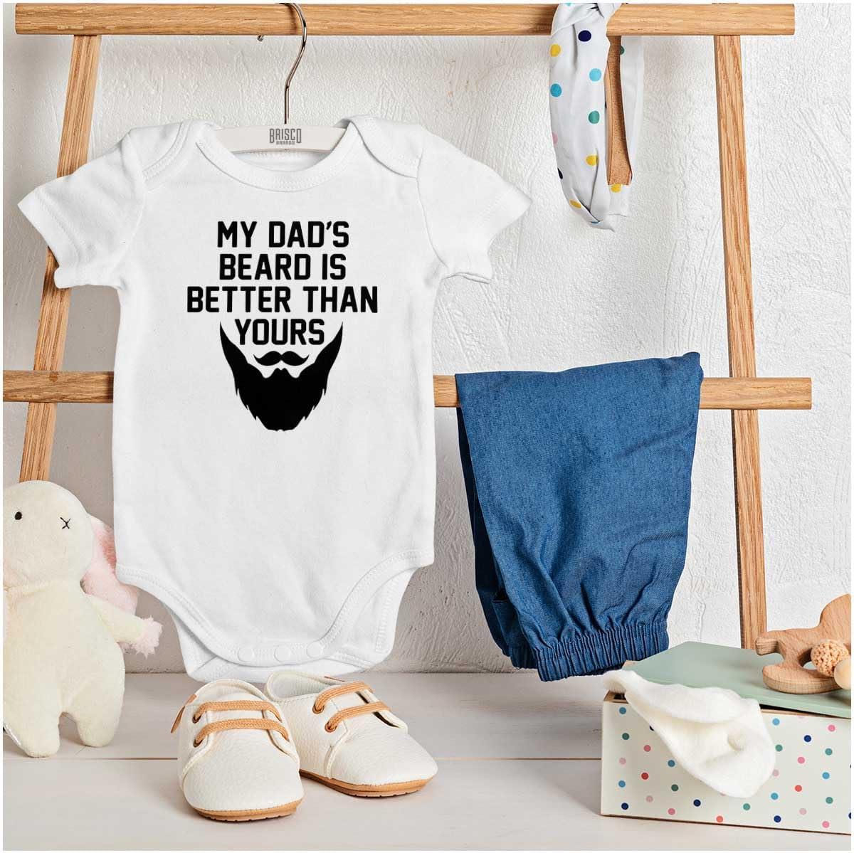 imageBrisco Brands My Dads Beard is Better Than Yours Baby Romper Boys or GirlsWhite