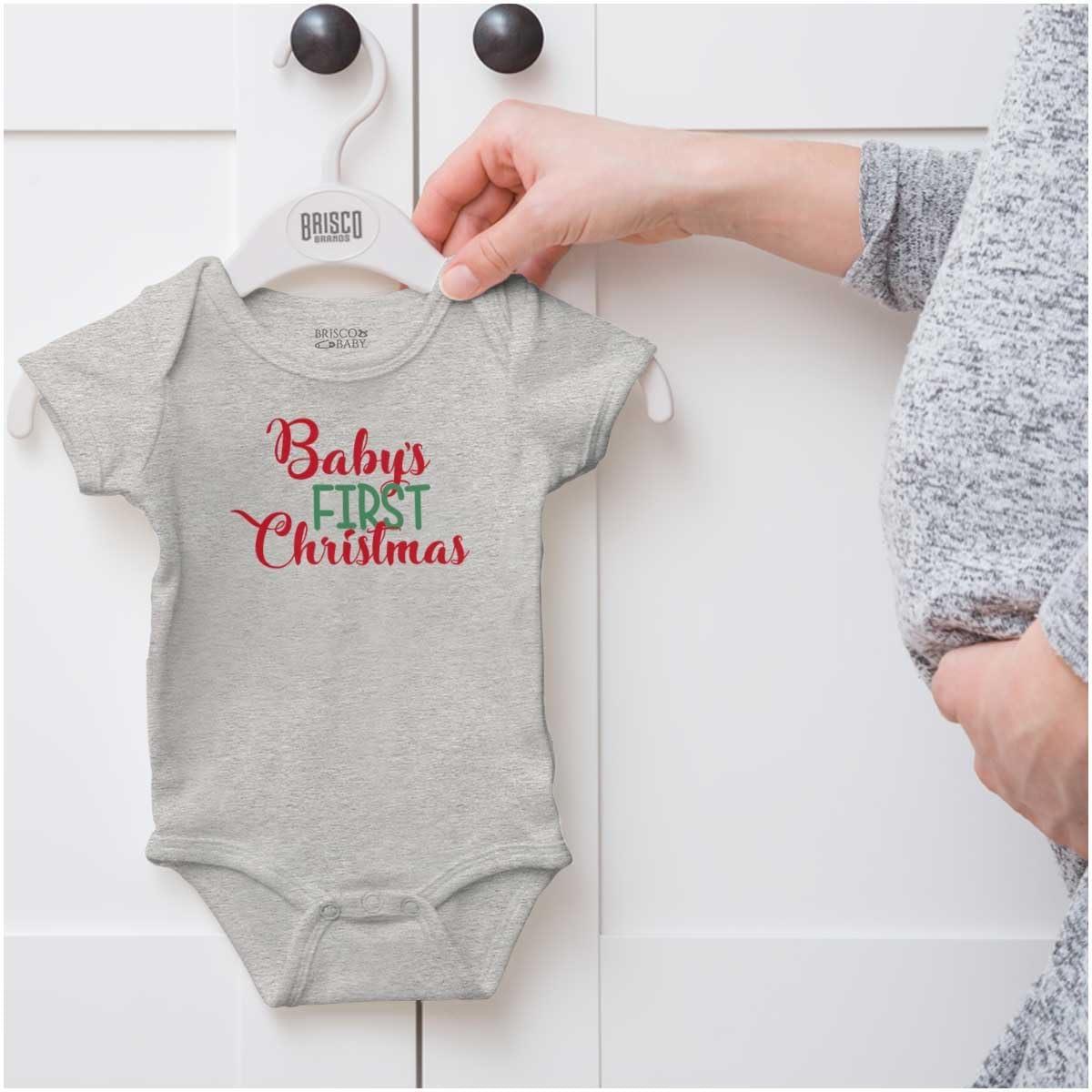 imageBrisco Brands My First Christmas Son Daughter Baby Romper Boys or GirlsHeather