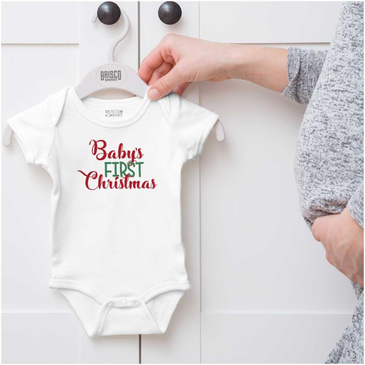 imageBrisco Brands My First Christmas Son Daughter Baby Romper Boys or GirlsWhite