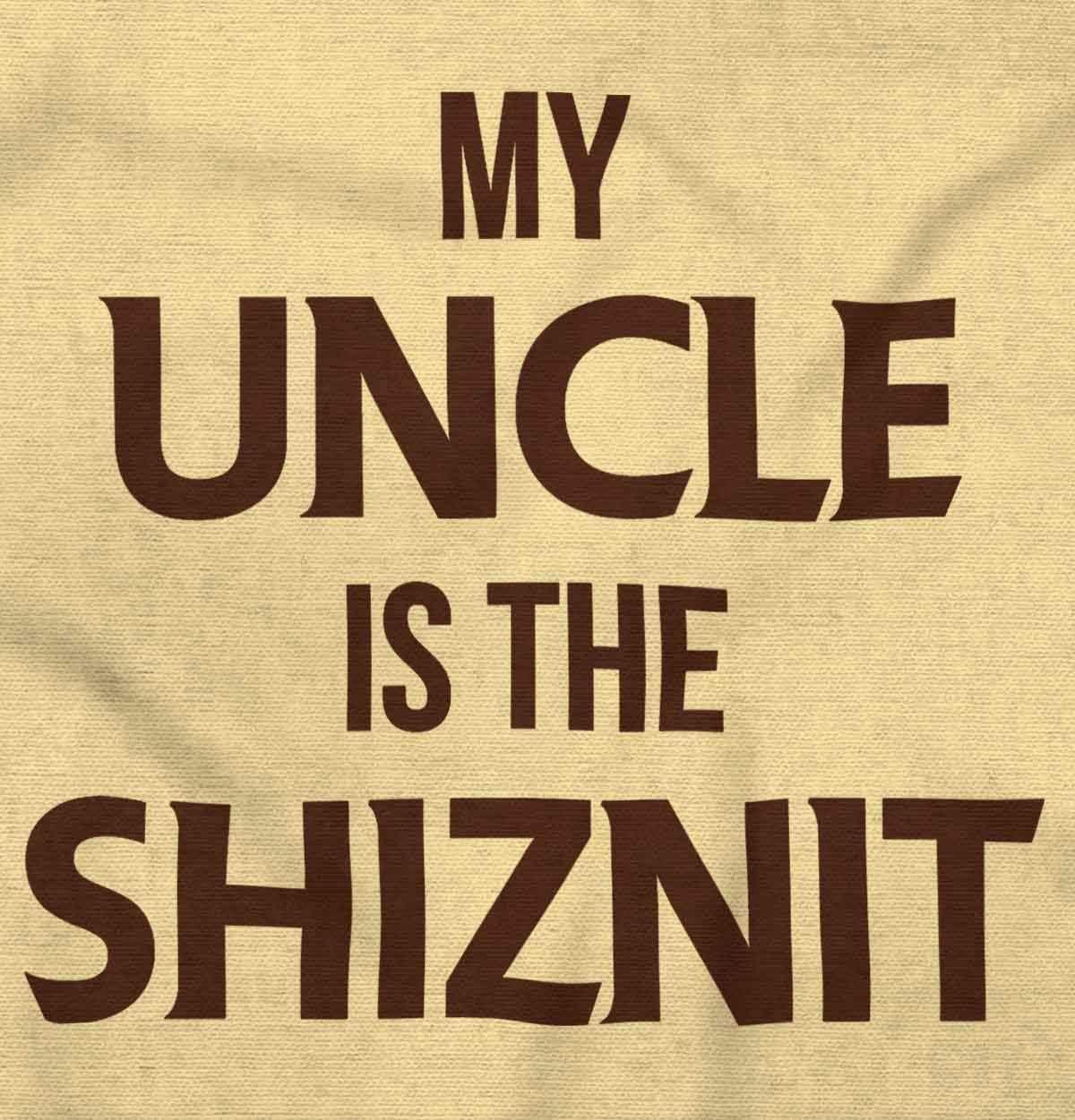 imageBrisco Brands My Uncle Is The Shiznit Baby Romper Boys or GirlsBanana