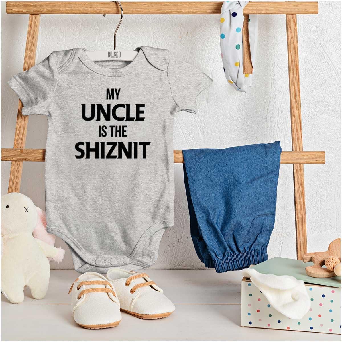 imageBrisco Brands My Uncle Is The Shiznit Baby Romper Boys or GirlsHeather