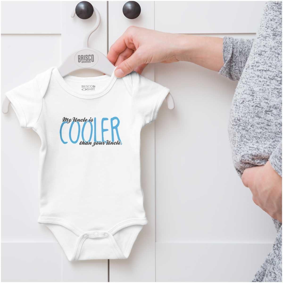 imageBrisco Brands My Uncle is Cooler than Yours Cute Baby Romper Boys or GirlsWhite