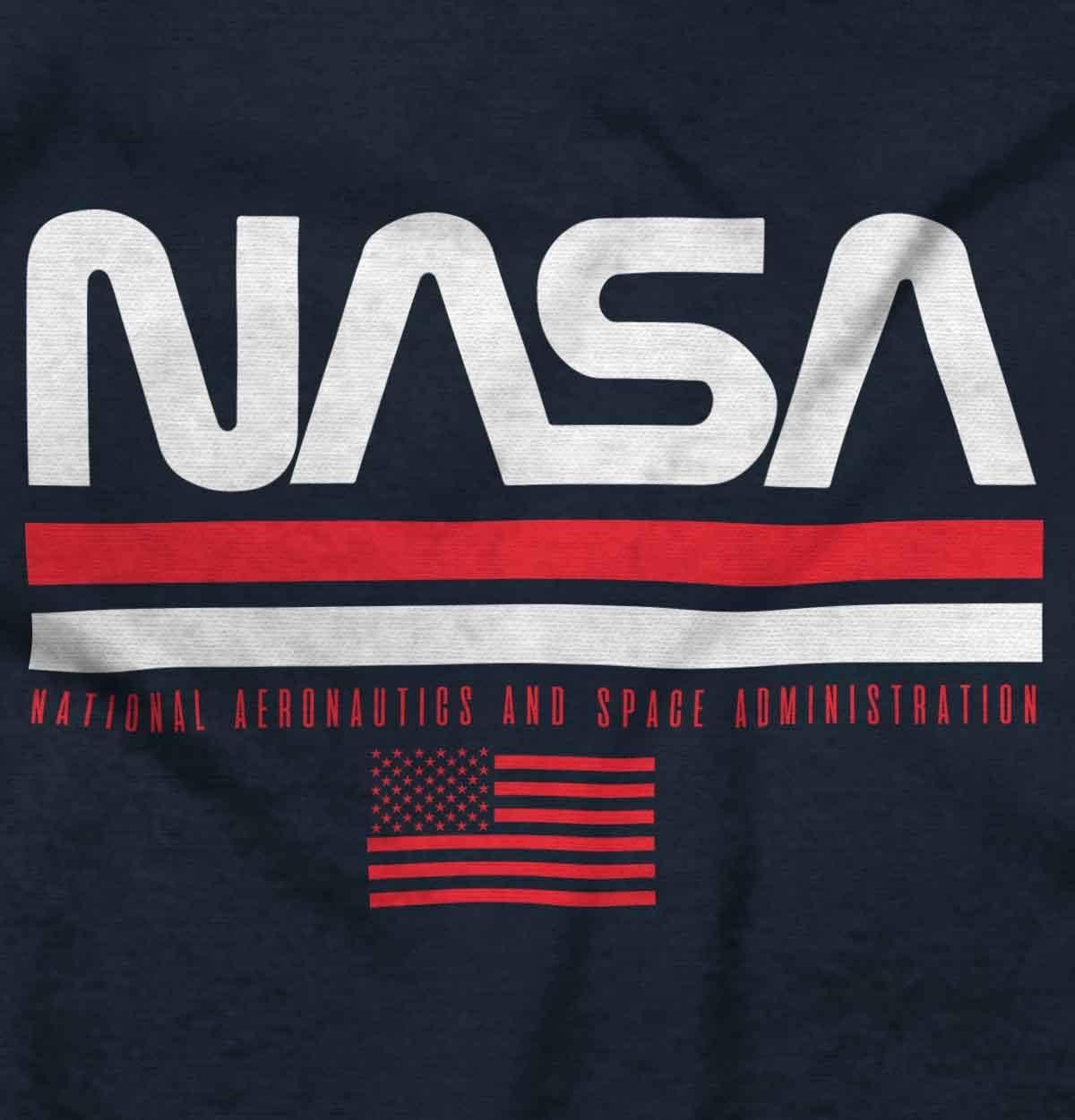 imageBrisco Brands NASA Retro Worm Logo American Flag Hoodie Sweatshirt Women MenNavy