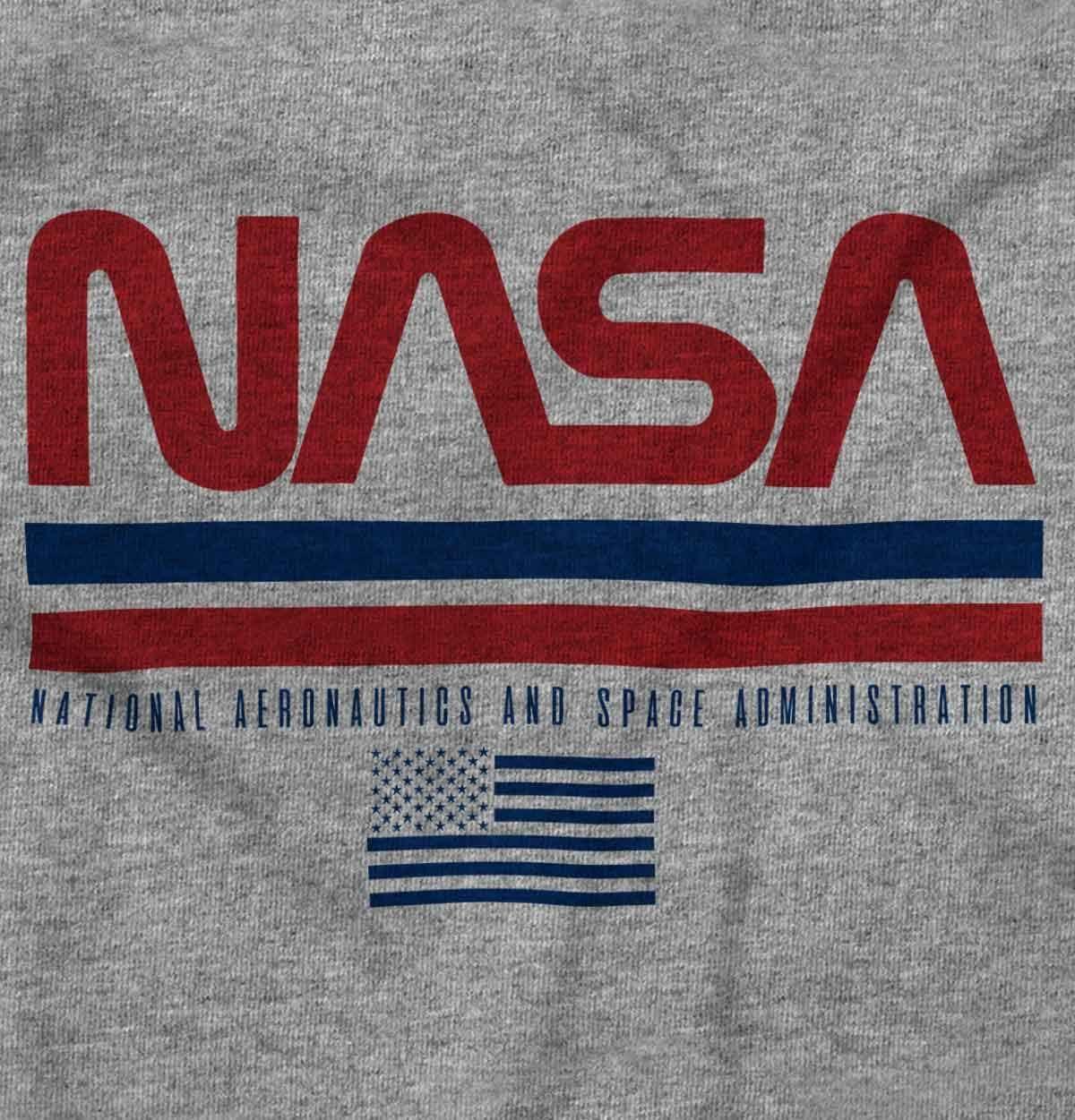 imageBrisco Brands NASA Retro Worm Logo American Flag Hoodie Sweatshirt Women MenSport Grey