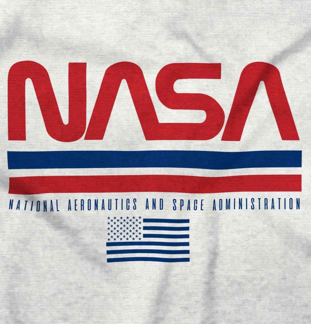 imageBrisco Brands NASA Retro Worm Logo American Flag Hoodie Sweatshirt Women MenWhite