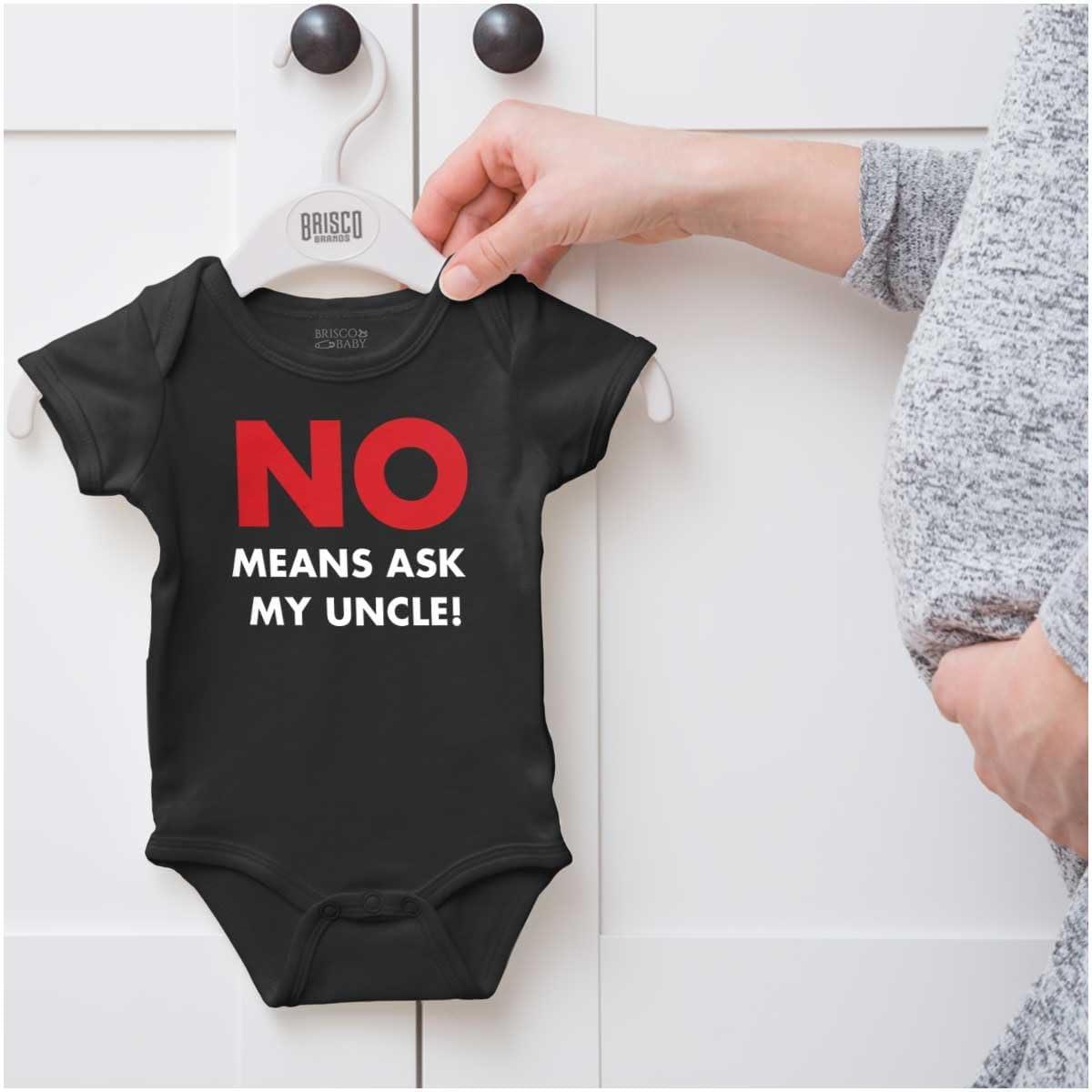 imageBrisco Brands No Means Ask My Uncle Baby Romper Boys or GirlsBlack
