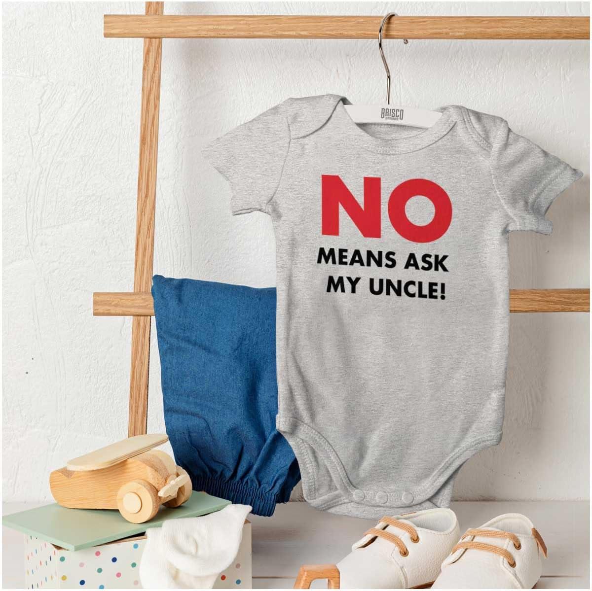 imageBrisco Brands No Means Ask My Uncle Baby Romper Boys or GirlsHeather