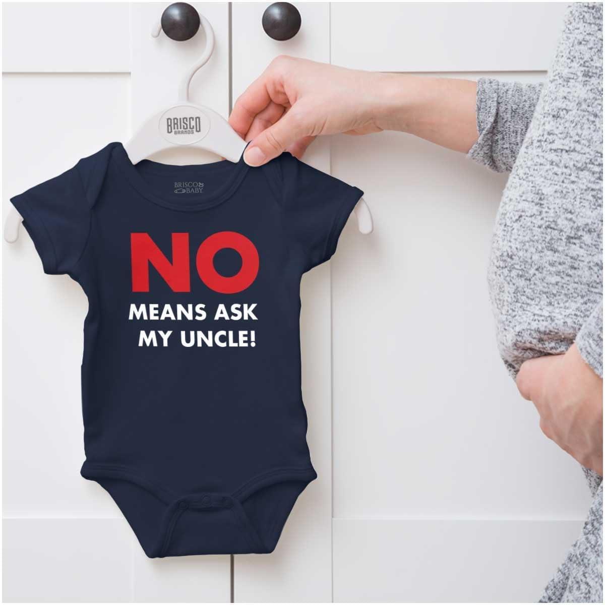 imageBrisco Brands No Means Ask My Uncle Baby Romper Boys or GirlsNavy
