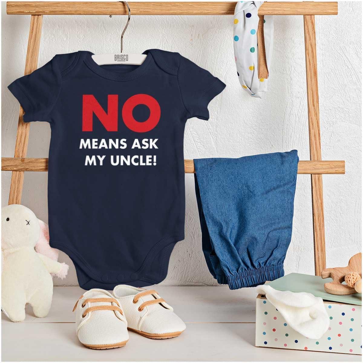 imageBrisco Brands No Means Ask My Uncle Baby Romper Boys or GirlsNavy