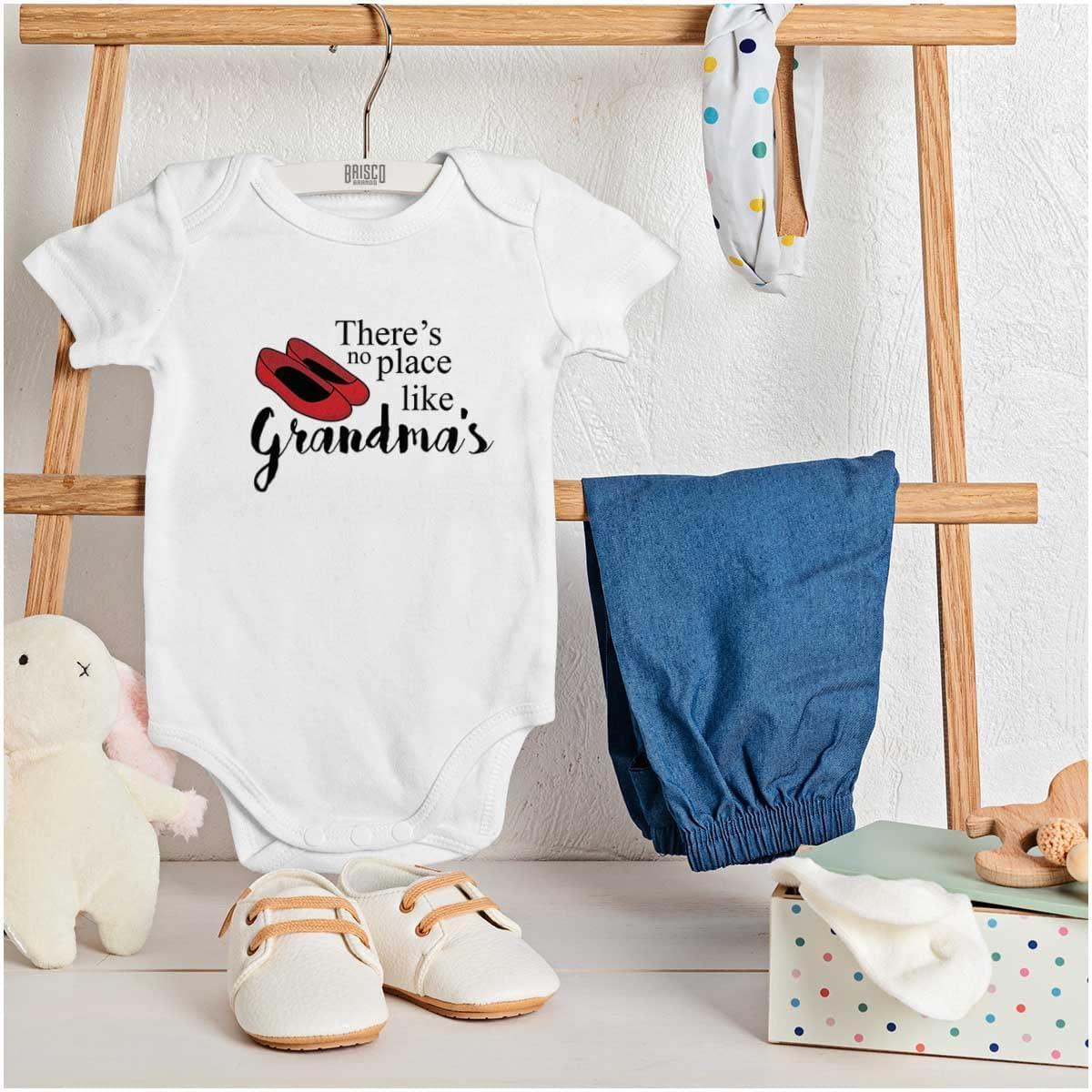 imageBrisco Brands No Place Like Grandmas Cute Slippers Baby Bodysuit Jumper GirlsWhite
