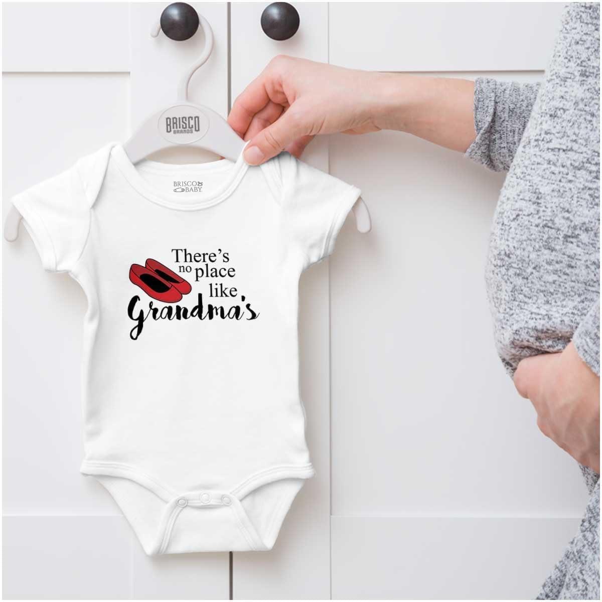 imageBrisco Brands No Place Like Grandmas Cute Slippers Baby Bodysuit Jumper GirlsWhite