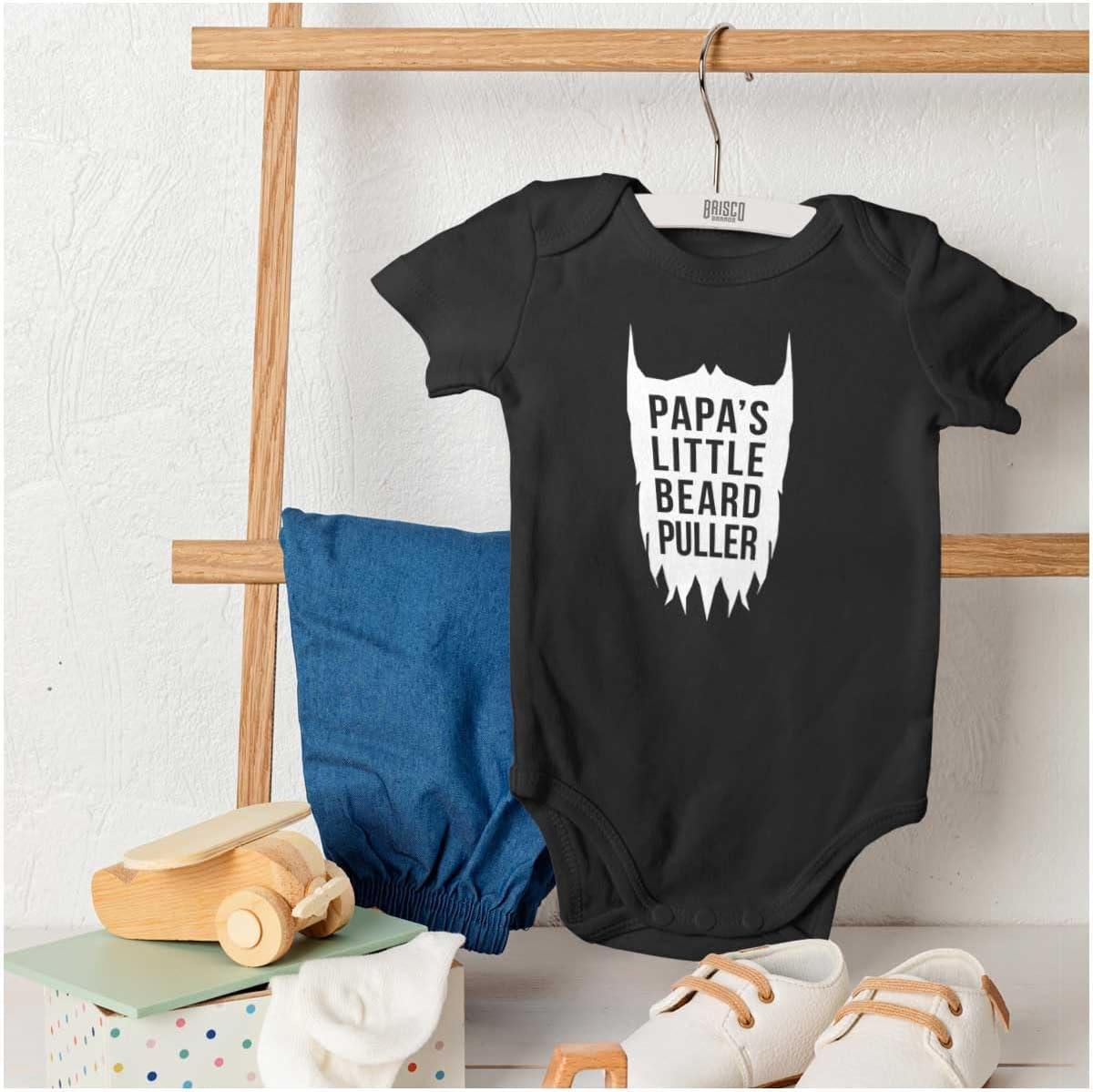 imageBrisco Brands Papas Little Beard Puller Humor Baby Romper Boys or GirlsBlack