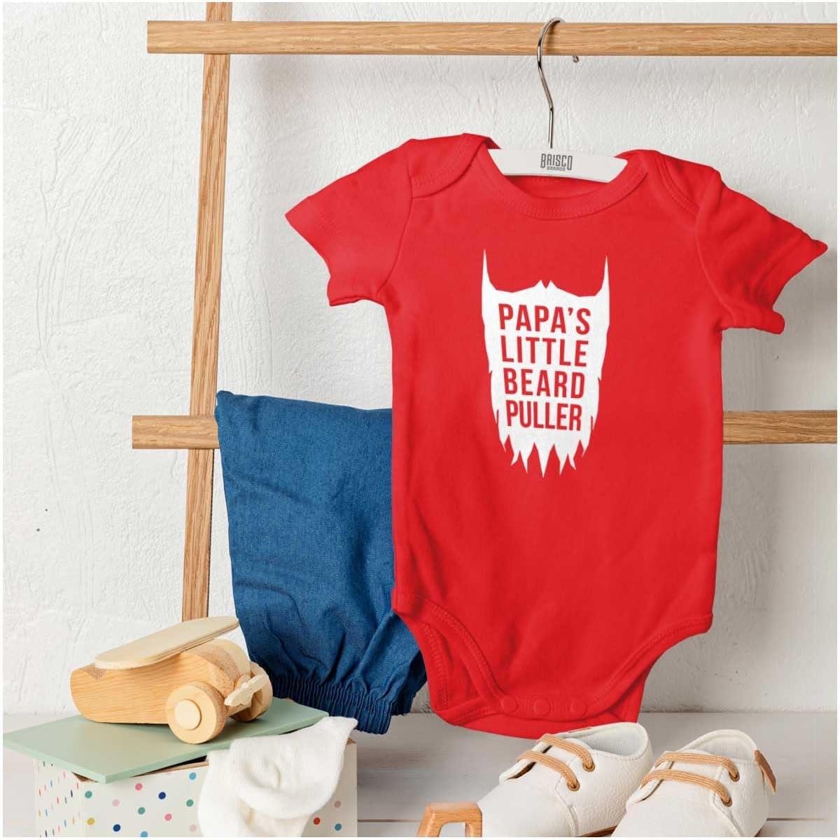 imageBrisco Brands Papas Little Beard Puller Humor Baby Romper Boys or GirlsRed