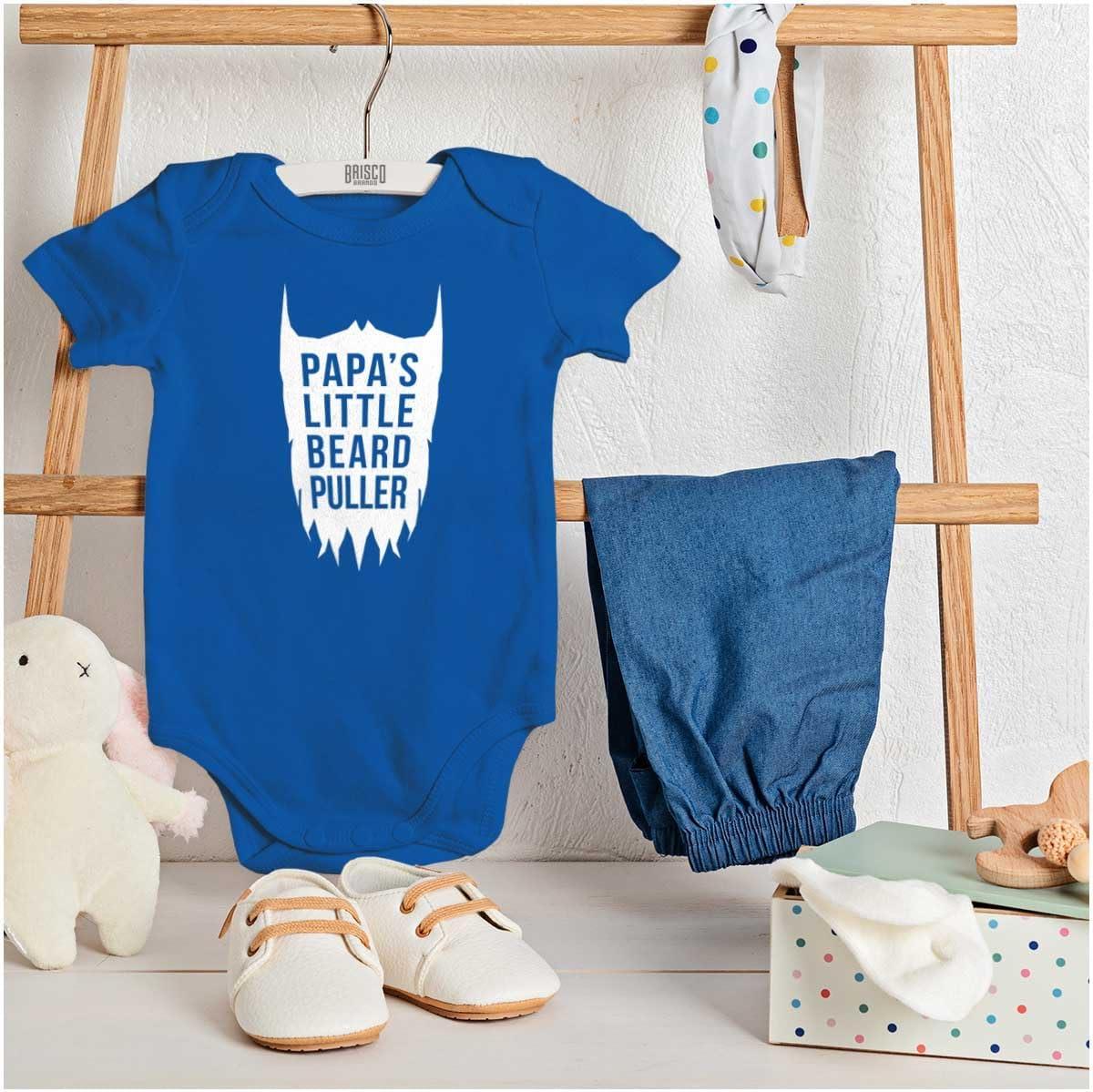 imageBrisco Brands Papas Little Beard Puller Humor Baby Romper Boys or GirlsRoyal
