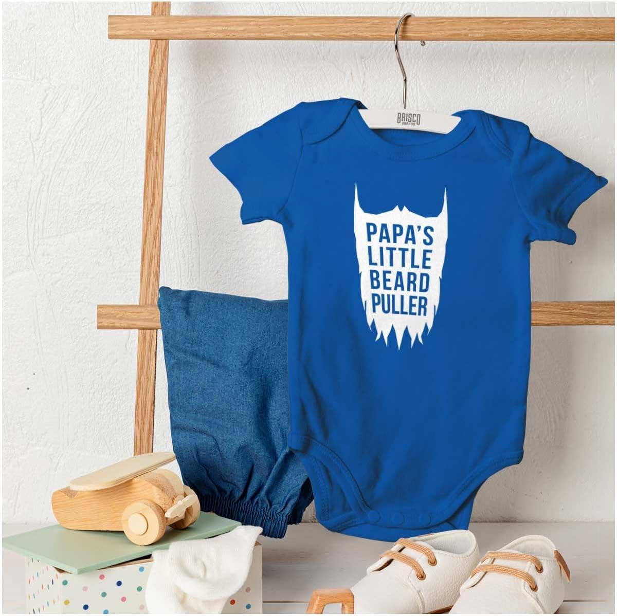 imageBrisco Brands Papas Little Beard Puller Humor Baby Romper Boys or GirlsRoyal