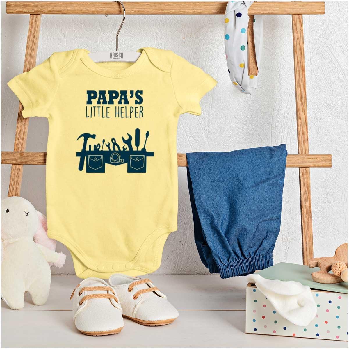imageBrisco Brands Papas Little Helper Handyman Dad Baby Romper Boys or GirlsBanana