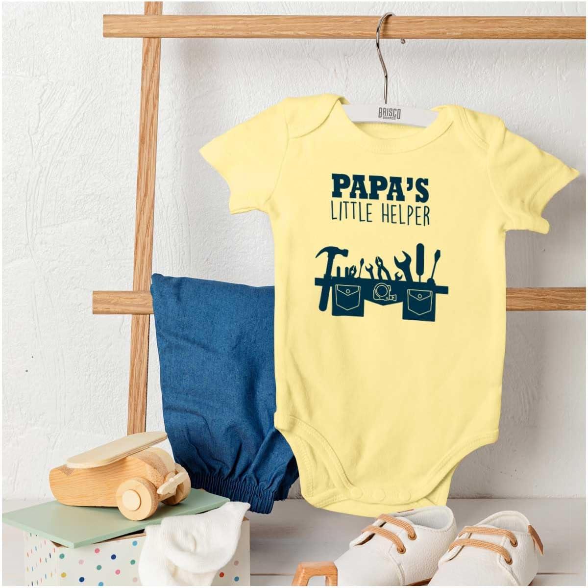 imageBrisco Brands Papas Little Helper Handyman Dad Baby Romper Boys or GirlsBanana