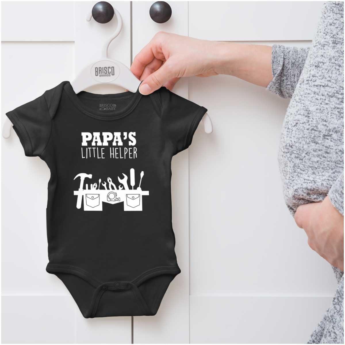 imageBrisco Brands Papas Little Helper Handyman Dad Baby Romper Boys or GirlsBlack