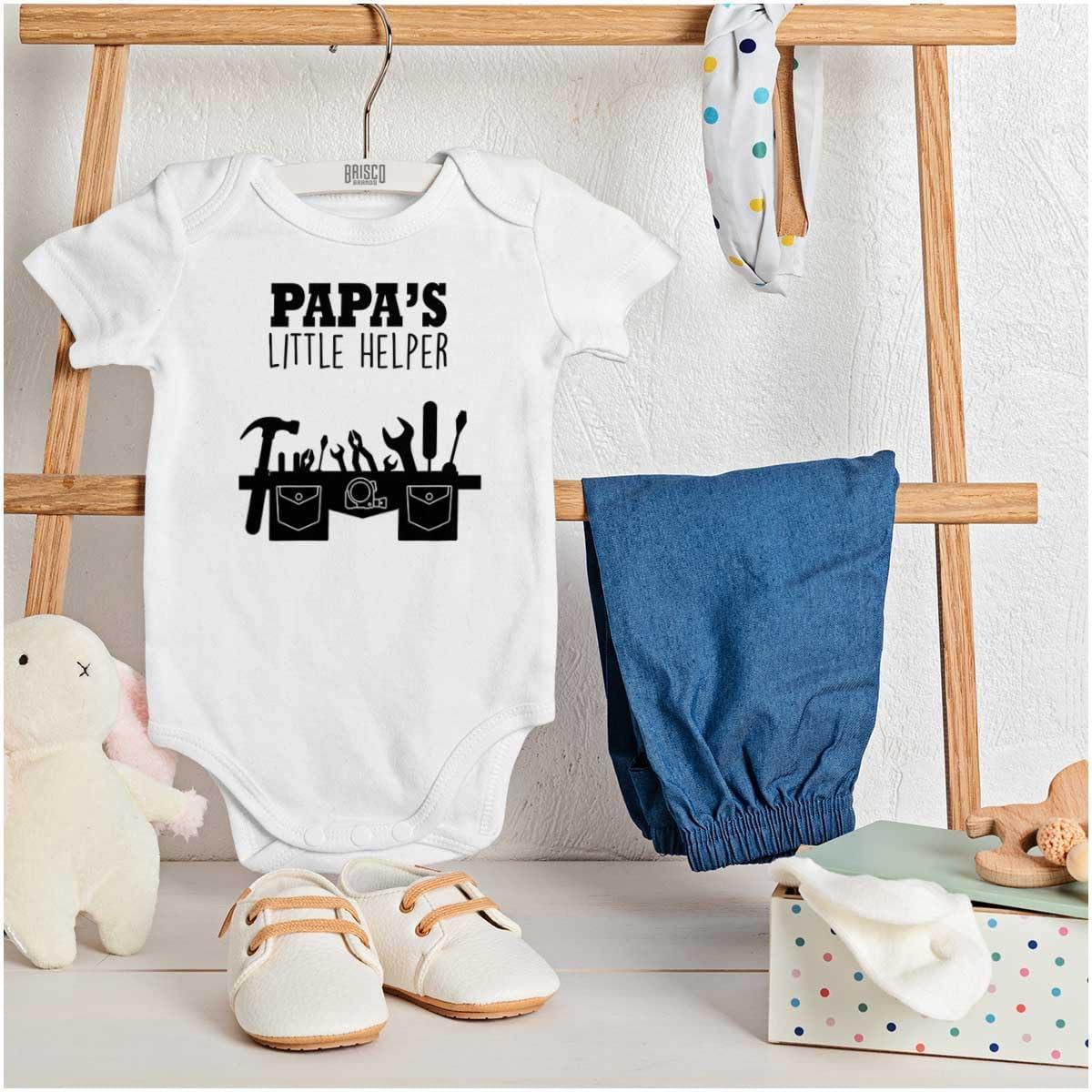imageBrisco Brands Papas Little Helper Handyman Dad Baby Romper Boys or GirlsWhite