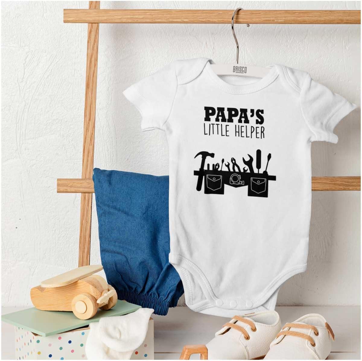 imageBrisco Brands Papas Little Helper Handyman Dad Baby Romper Boys or GirlsWhite